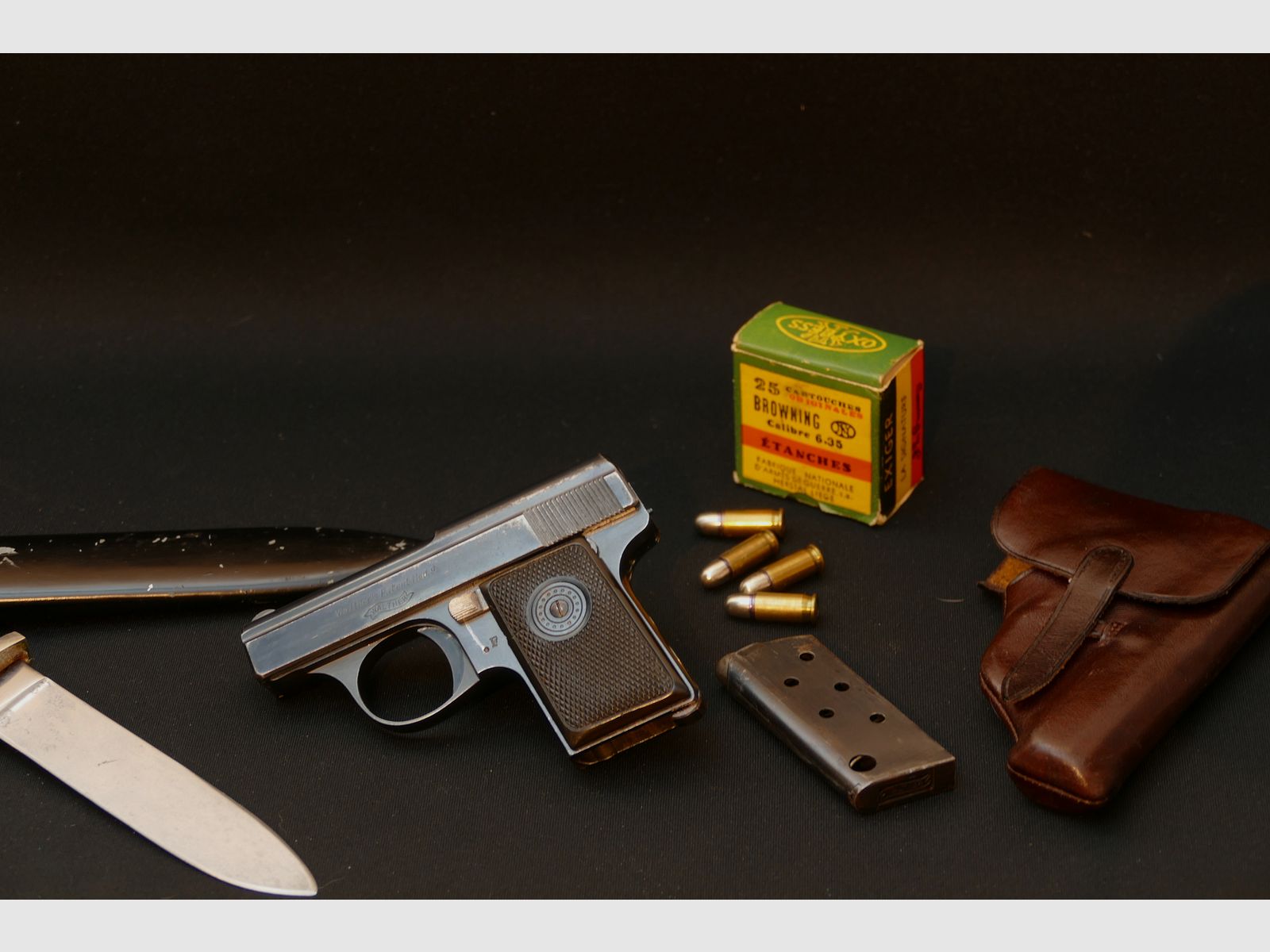 Walther Mod. 9, Tipo II, ca. 1928/29, Calibre 6,35mm Browning, pistola de bolsillo Zella Mehlis, WWII, WHB61