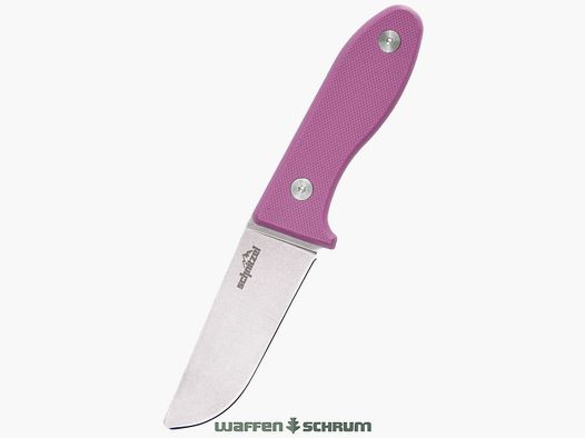 Cuchillo para niños Schnitzel UNU rosa de acero inoxidable 8Cr13Mov con acabado stonewash incluido funda de Kydex (negro)