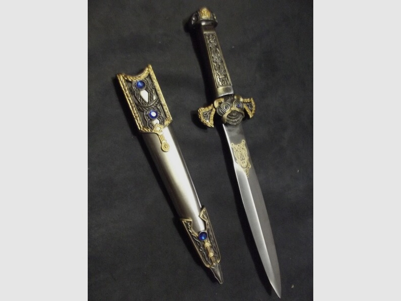 Schwerer Dolch Odin der Wikinger mit Scheide , Vollmetall schwer