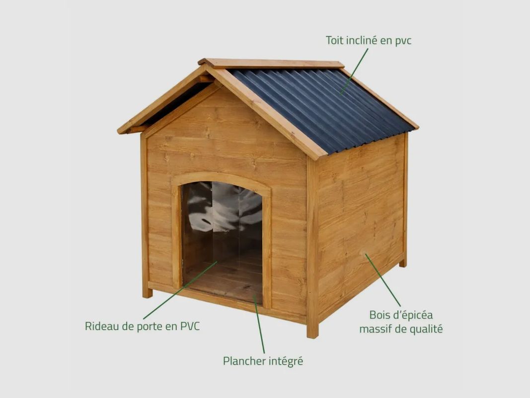 Casa de perro de madera tipo chalet - Tamaño L - Techo de PVC, imagen 4 de 16