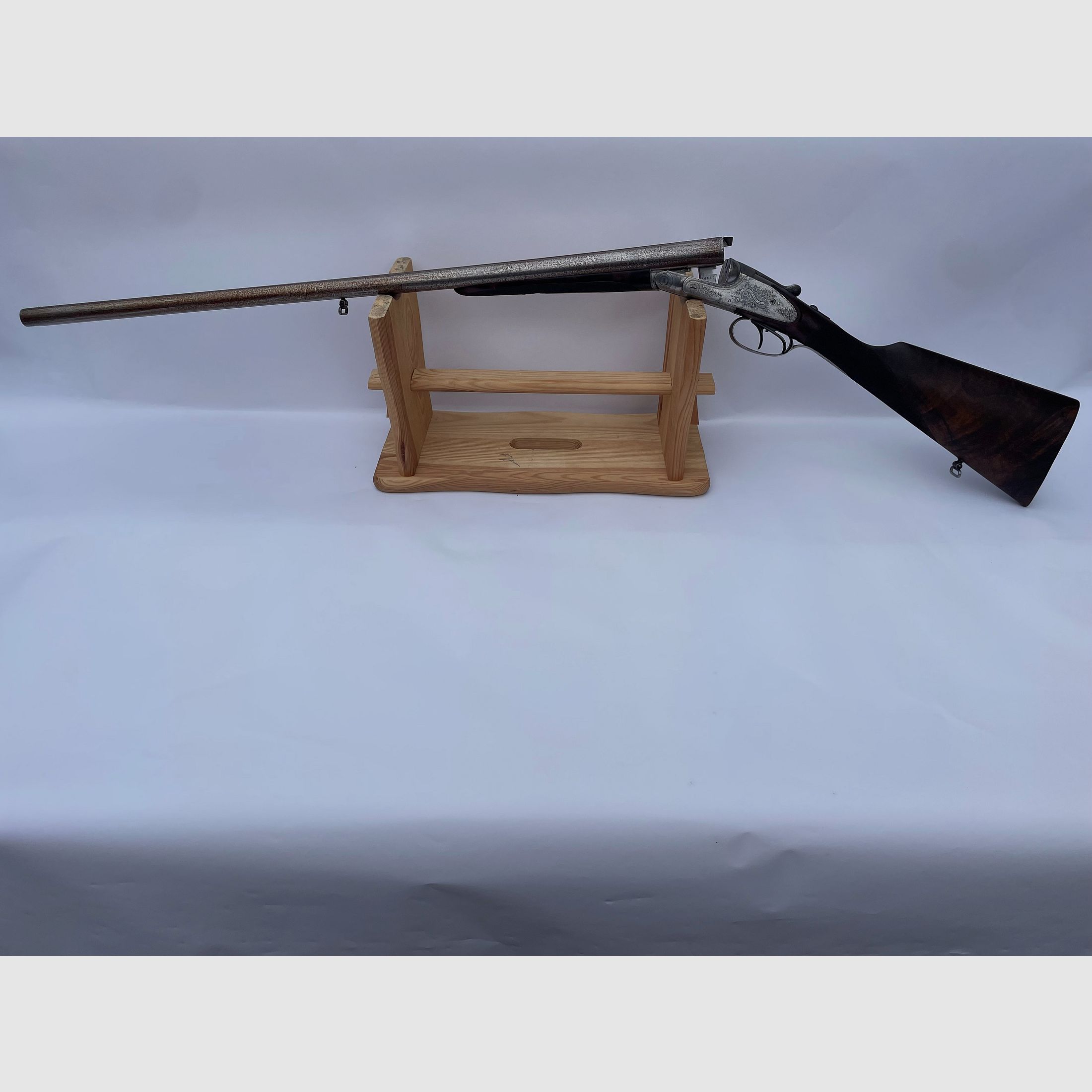 Arma de caza antigua de colección, escopeta doble de cañones paralelos