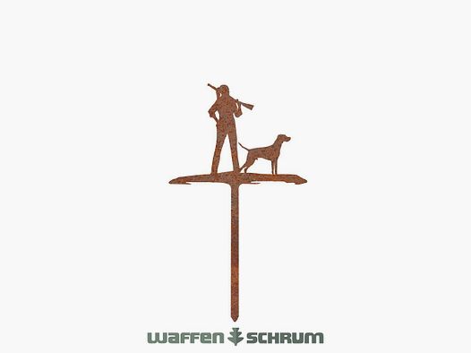 Werkplatz Blumenstecker Jägerin mit Kurzhaar