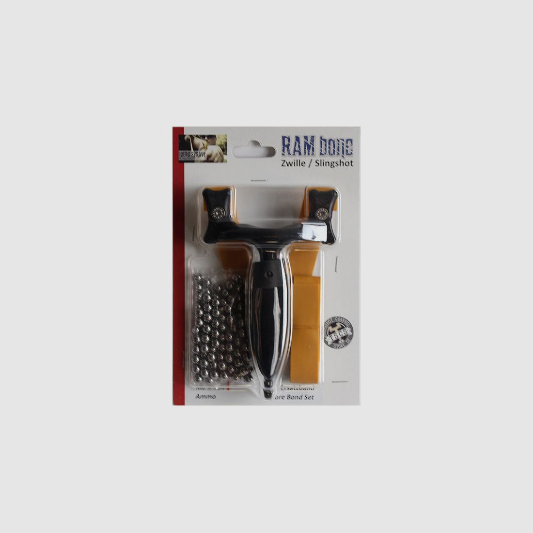 Sportschleuder Zwille Slingshot RAMbone 2.0 black - TBG-Single Kit mit Ersatzband und 100 Kugeln 8 mm (P18)