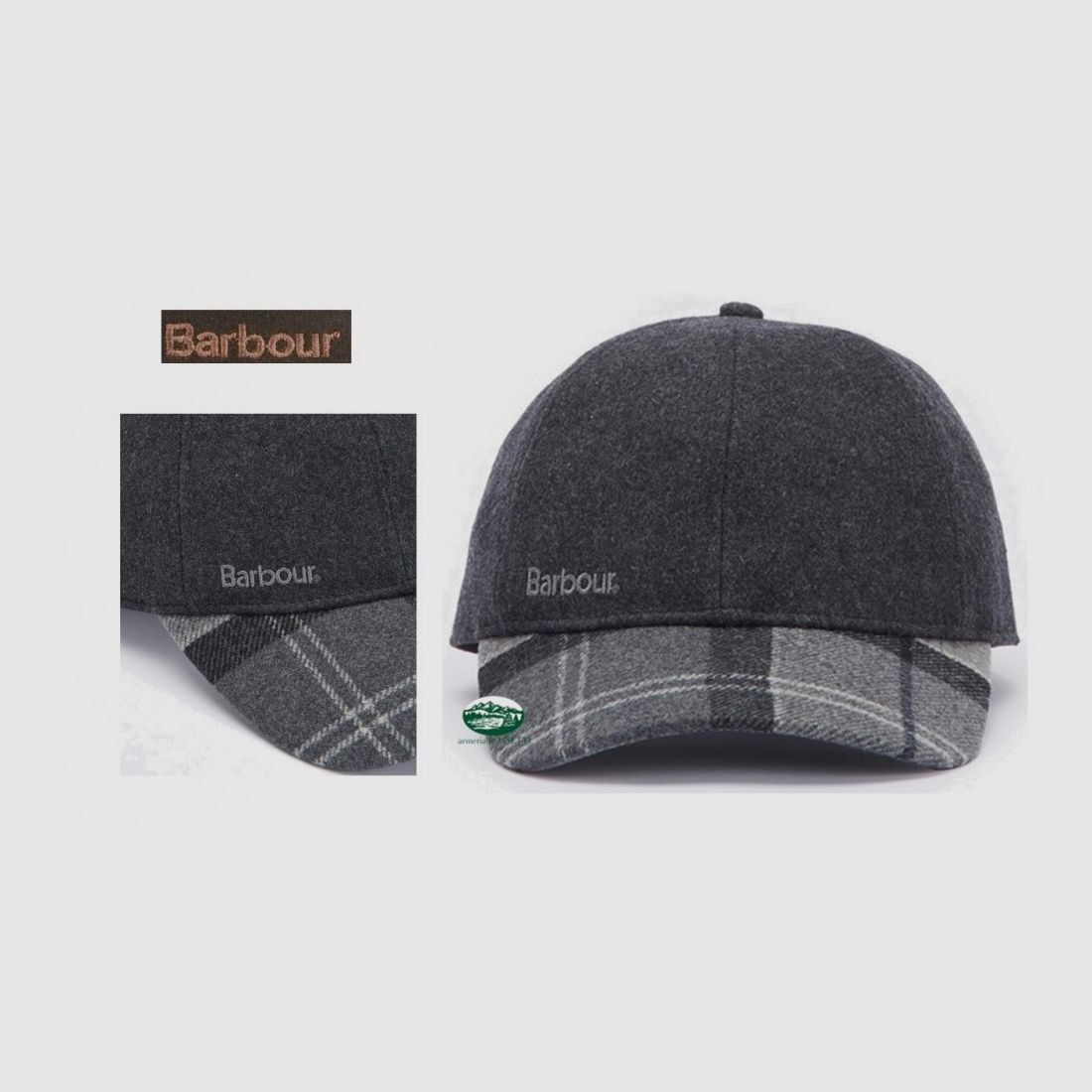 BARBOUR Cappello Roker con tesa grigio
