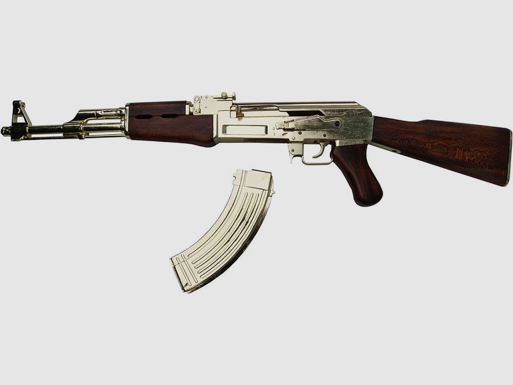 AK 47W Kalasjnikov Goud van metaal en hout