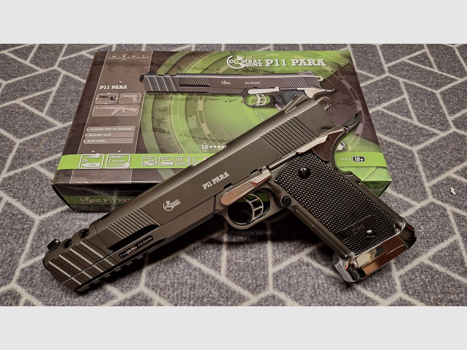 Combat Zone Modell P11 Para Bicolor Softair-Co2-Pistole Kaliber 6 mm BB NBB