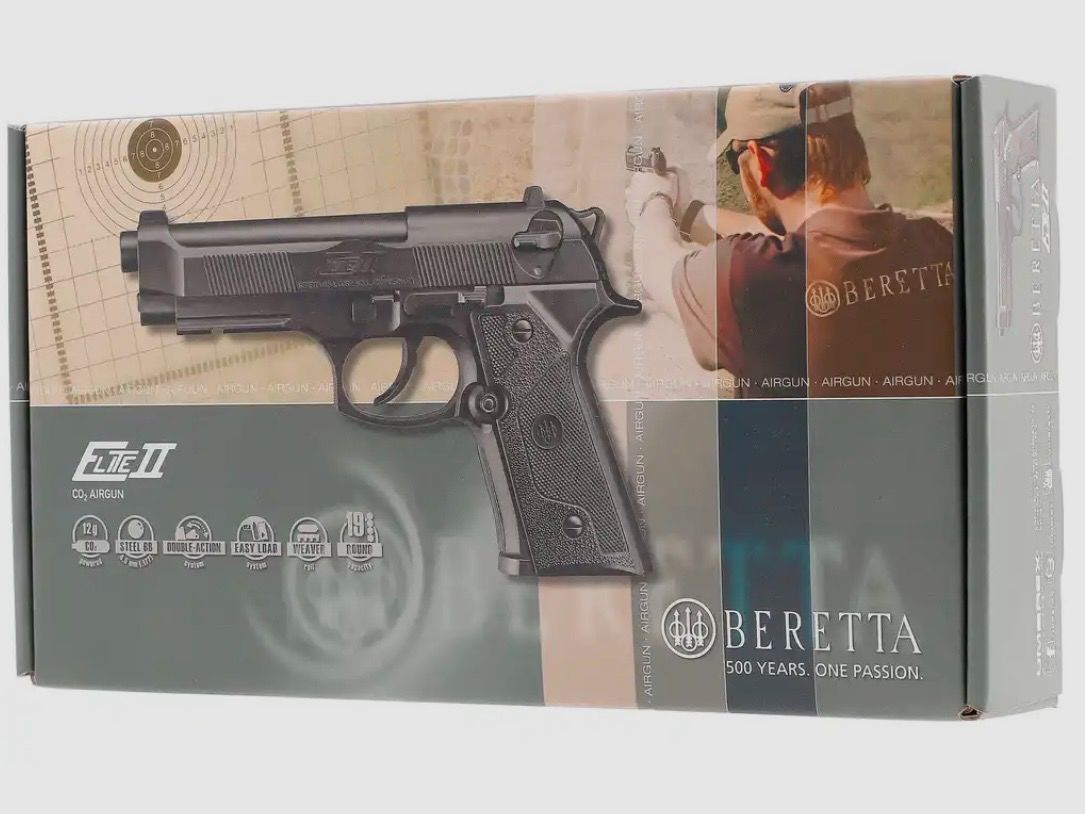 Beretta CO2 Pistola Elite II 4.5 mm Nuova con pallini e occhiali