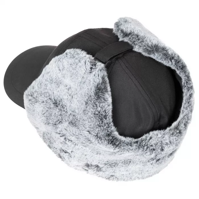 Winter Cap "Trapper" with Faux Fur, Black, image 2 of 4