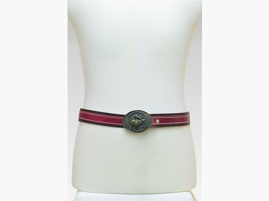 Luise Steiner Herrengrtel Hirsch an rot/braunem Leder 105 rot-braun