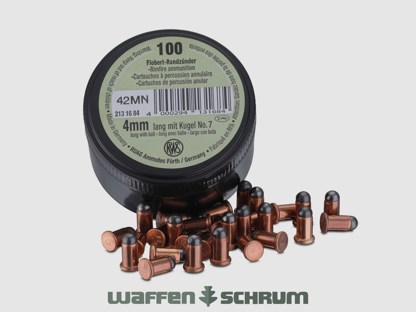 RWS 4mm lang Flobert Randzünder Mit Kugel Nr.7