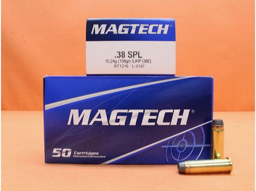Cartucho Magtech .38Special Magtech 158grs SJHP (38E) VE 50 cartuchos/ 10,24g punta hueca de media cubierta