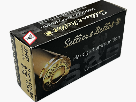 Sellier & Bellot cartouche de pistolet cal. 9mm Luger JHP 115grs.