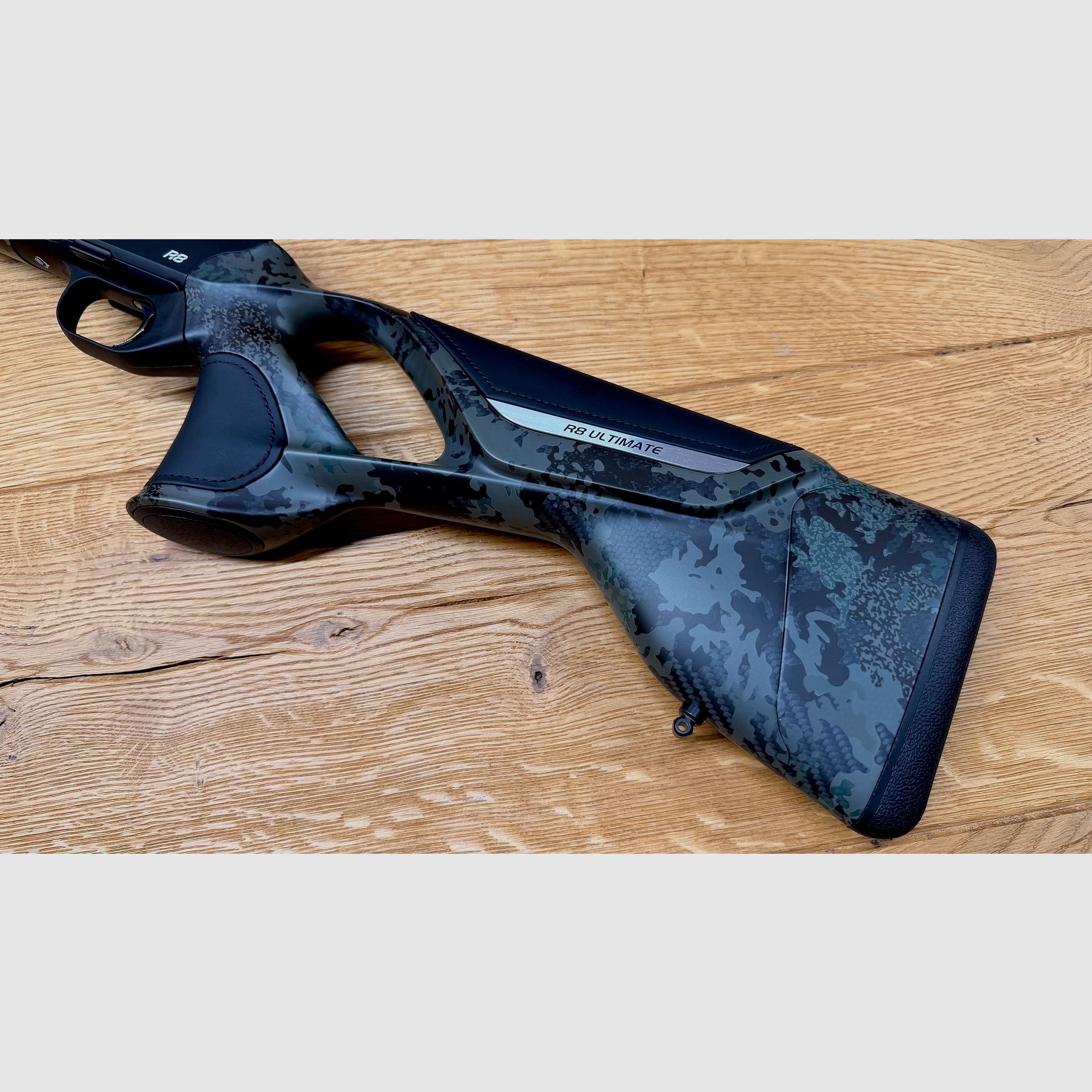 Blaser R8 Ultimate Carbon Huntec Camo carcasa / Atzl Match-caza disparador / Logo plata / Peso semi