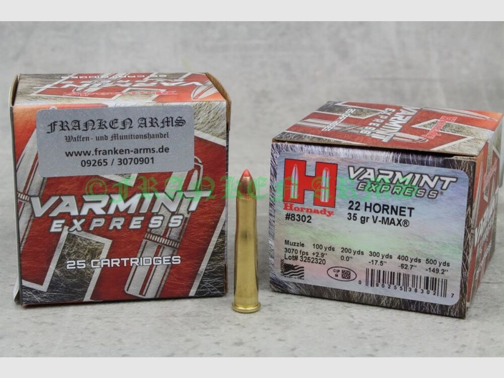 Hornady V-Max .22 Hornet 35gr. 2,3g 25 pezzi prezzi all'ingrosso
