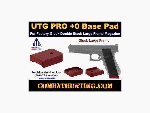 UTG PRO +0 Base Pad, Glock Large Frame .45ACP/10mm, Matte Red Aluminum