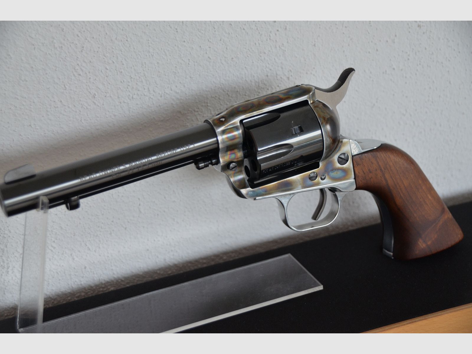 ME Single Action Army LEP Revolver calibro 22  5,5 mm  ---  Unico fatto a mano!  ---  Telaio in ottica acciaio con tempra colorata imitata fatta a mano  ---  Tamburo estraibile!