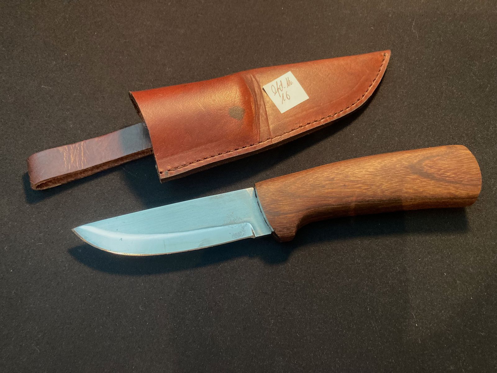 Coltello da cintura, coltello da caccia, manico in legno, fodero in pelle 16