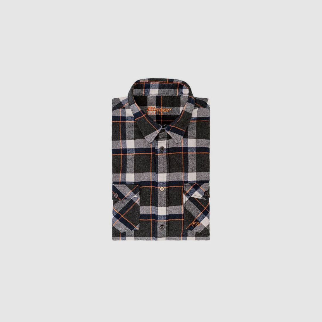 Blaser Herren Flanellhemd Diego Marine / Burned Orange Kariert