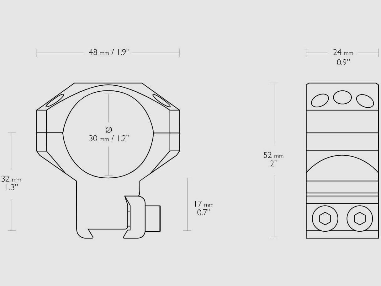 Hawke Taktische Festmontage aus Aluminium 9-11mm 30mm zweiteilig High, Bild 2 von 2