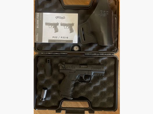 Walther p22 clásico pistola de fogueo con funda de cuero