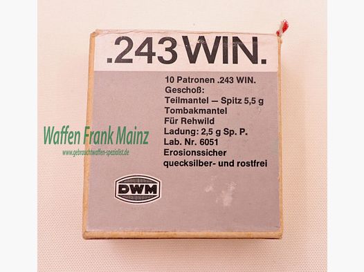 DWM, Karlsruhe Büchsenpatronen-Konvolut .243Win