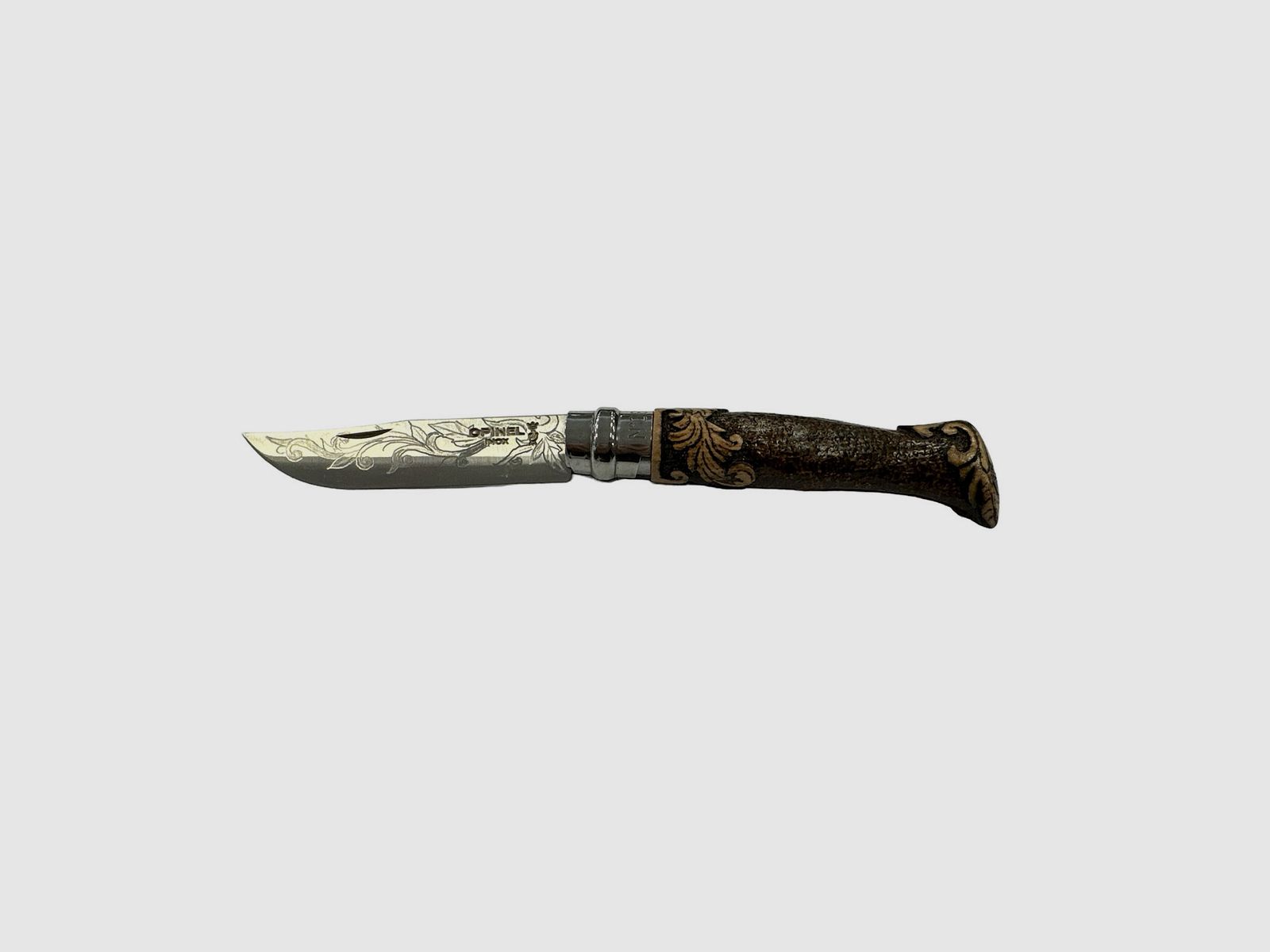 Knife – Opinel – N.8 Inox with hand-carved ornaments, image 1 of 4