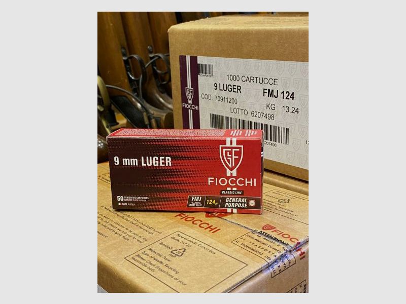 Fiocchi 9mmLuger 124grs FMJ - 313€ per 1000 Schuss!