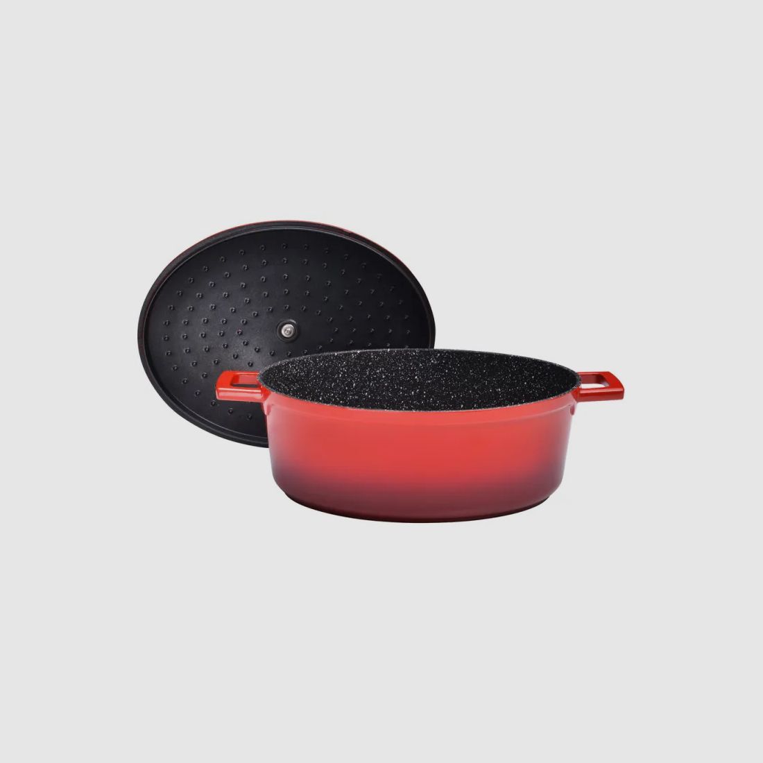 Cocotte en fonte aluminium ovale rouge 32 cm, image 3 sur 13