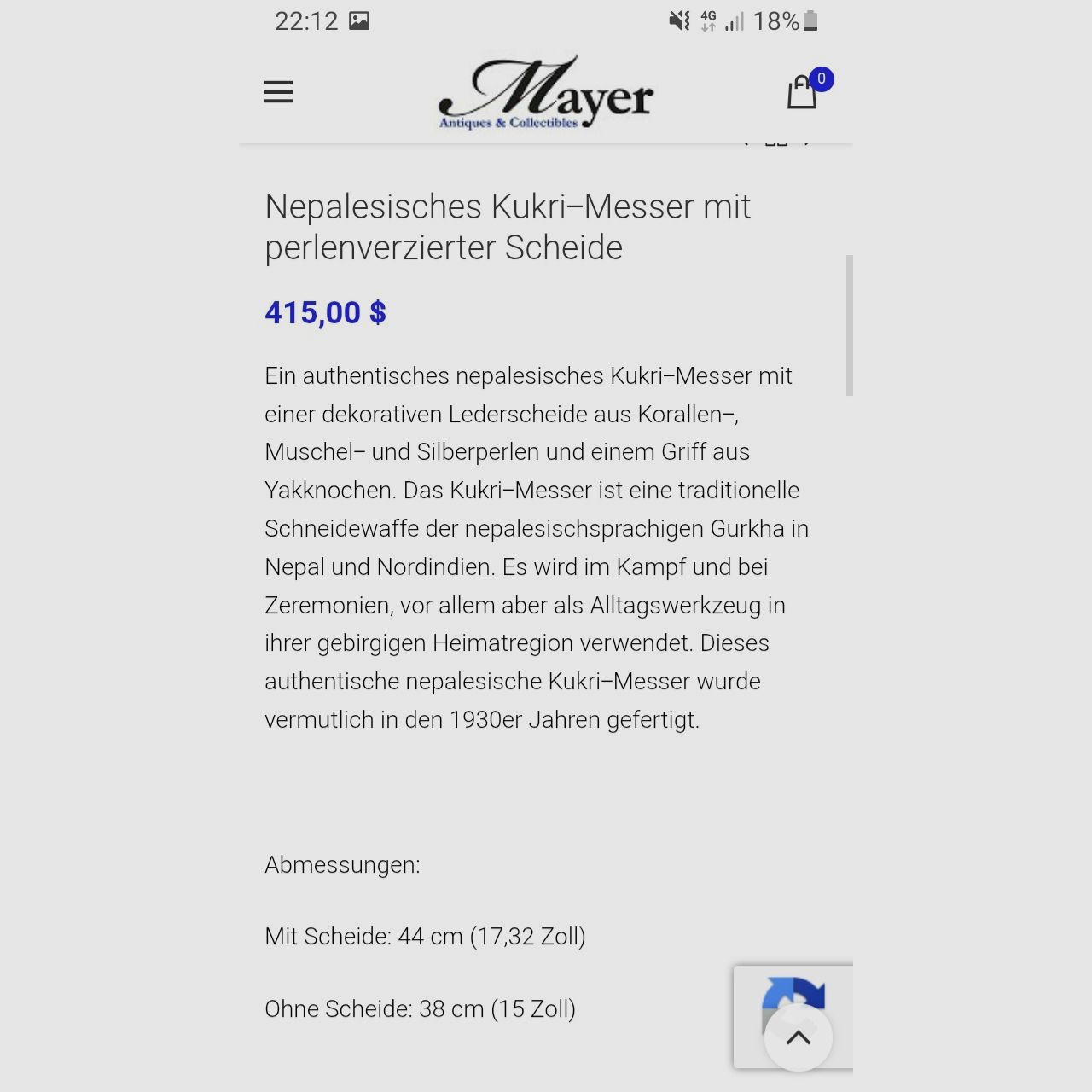 Nepalese kukri machete