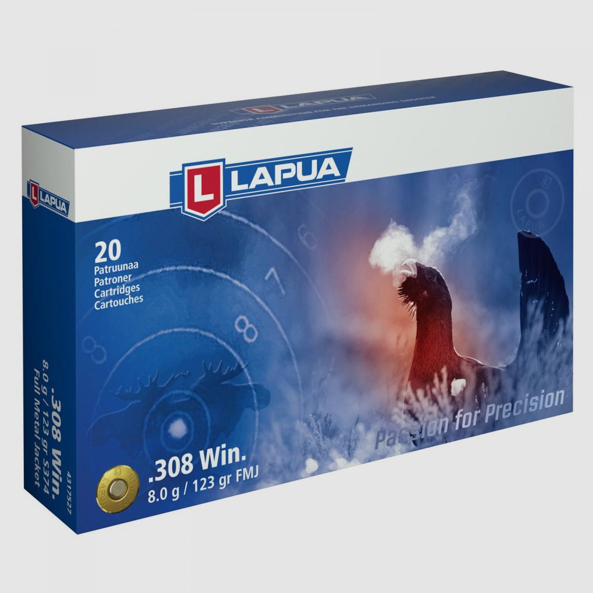 Lapua .308 Win. 123GR FMJ 20 Patronen