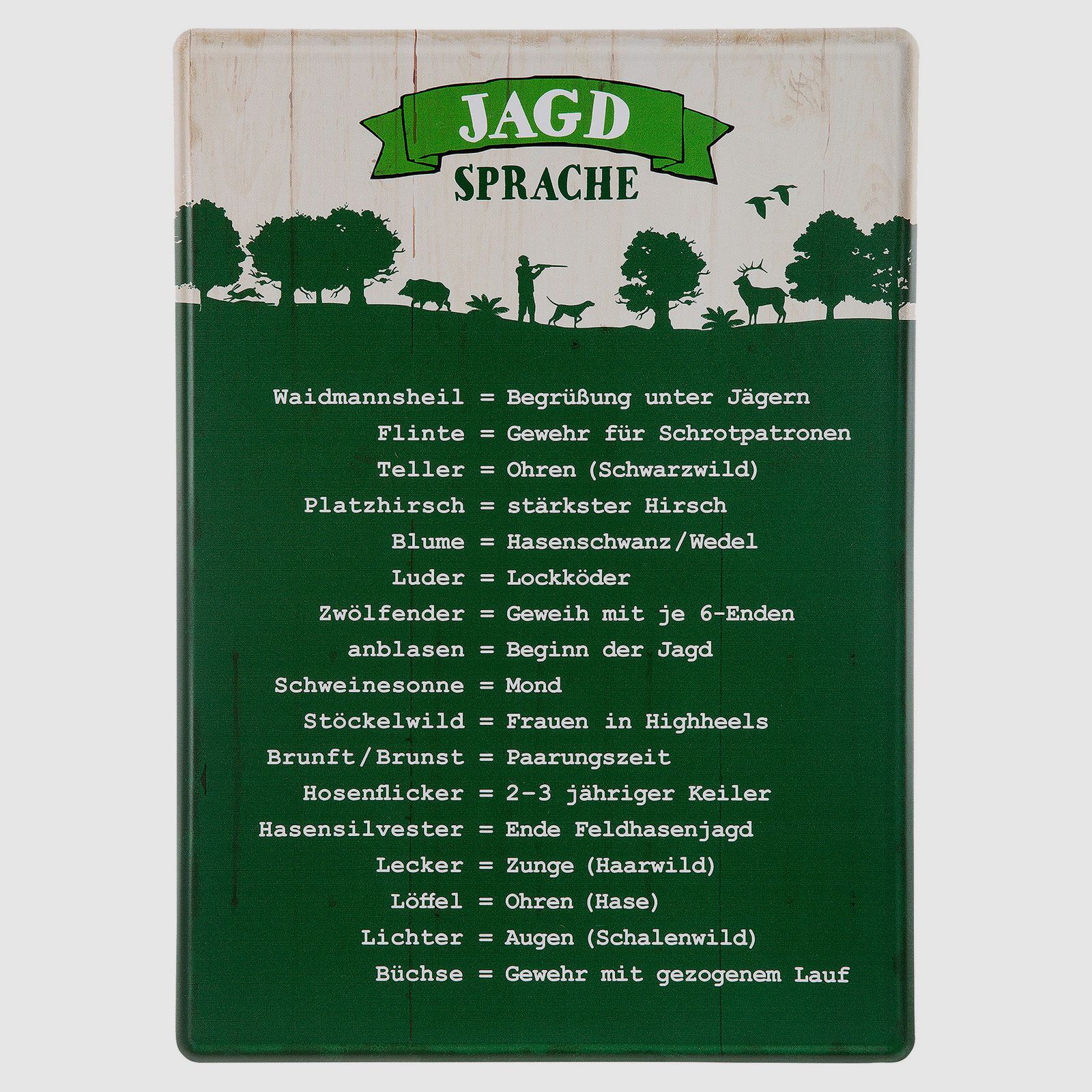 Insegna in metallo 'Lingua del cacciatore'