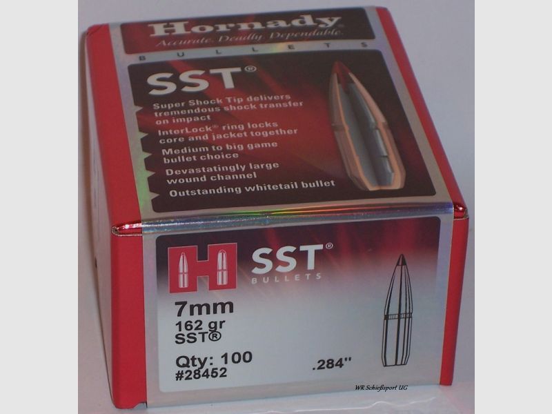 100St. HORNADY Geschosse 7mm(.284Dia.) - 162 - SST - #28452