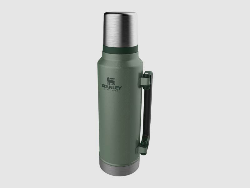 Stanley CLASSIC VAKUUM-FLASCHE 1,4 Liter, Hammertone grün,, doppelwandige Vakuumisolierung, Griff, Trinkbecher