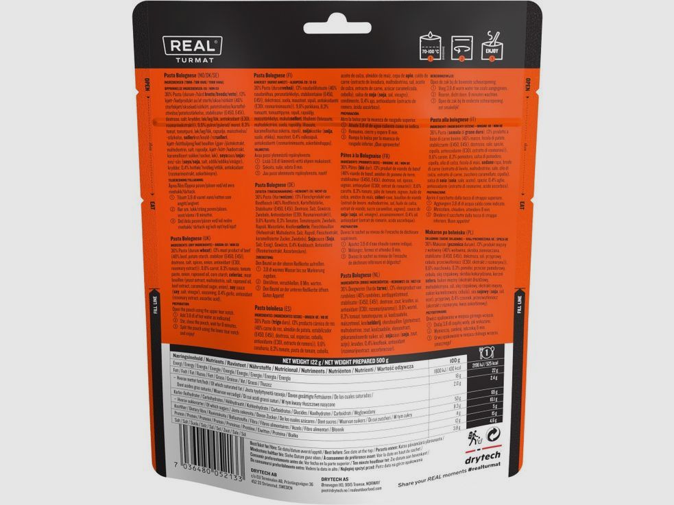 Real Turmat Pasta Bolognese freeze-dried meal, image 2 of 2