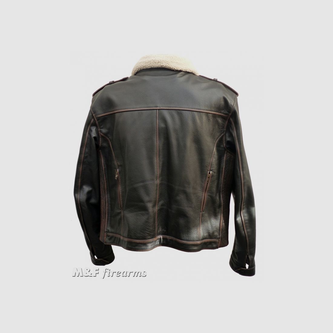 Deutsche Jagdfliegerjacke im Retro-Look aus Rindleder mit herausnehmbarem Webpelz Netz-Innenfutter und Protektoren