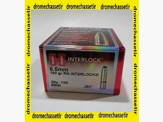 Box mit 100 Geschossen Hornady Kal. 6,5 (0,264) INTERLOCK RN 160 Grain
