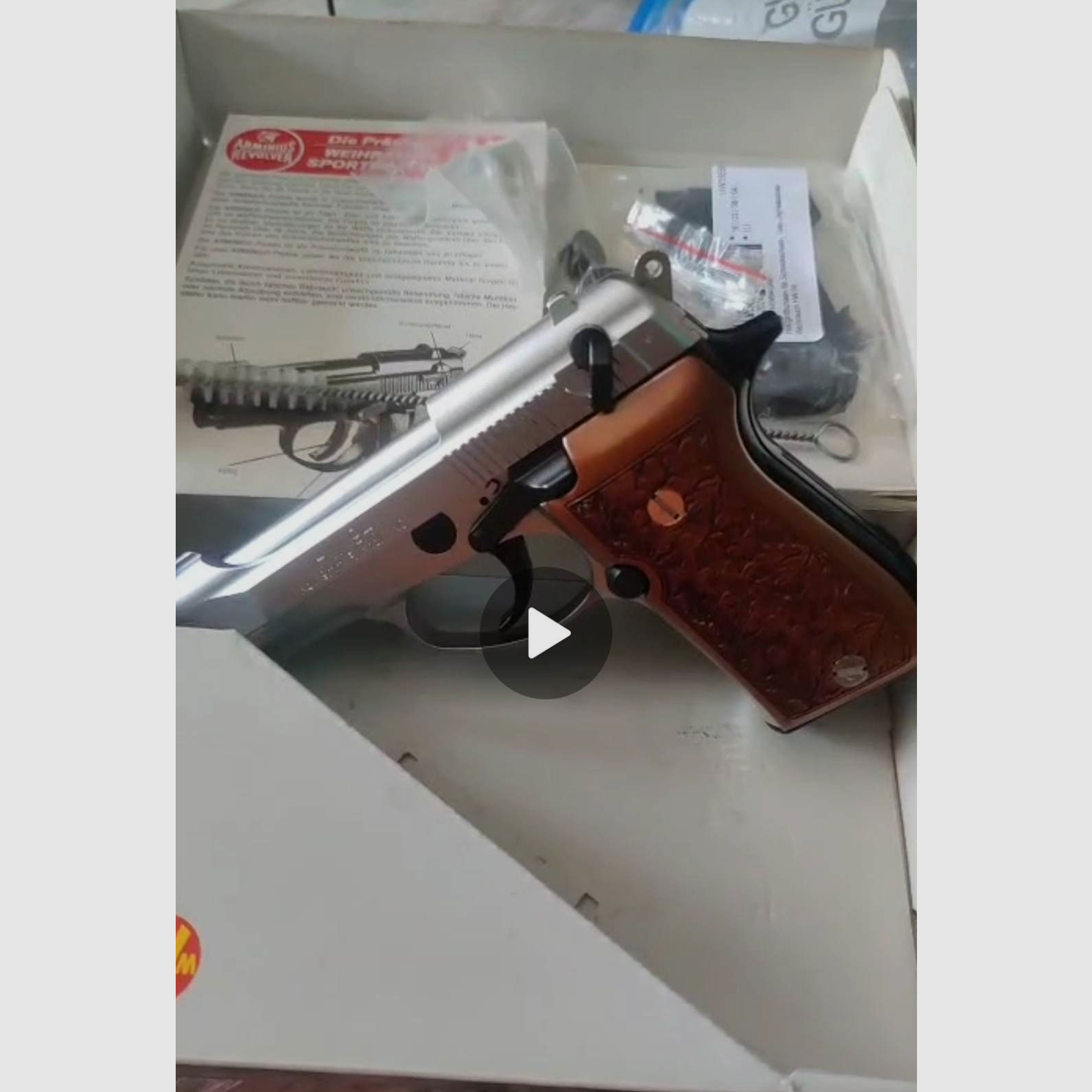 Weihrauch HW 94 Nickel 9 mm RK PTB 855 impugnature in legno