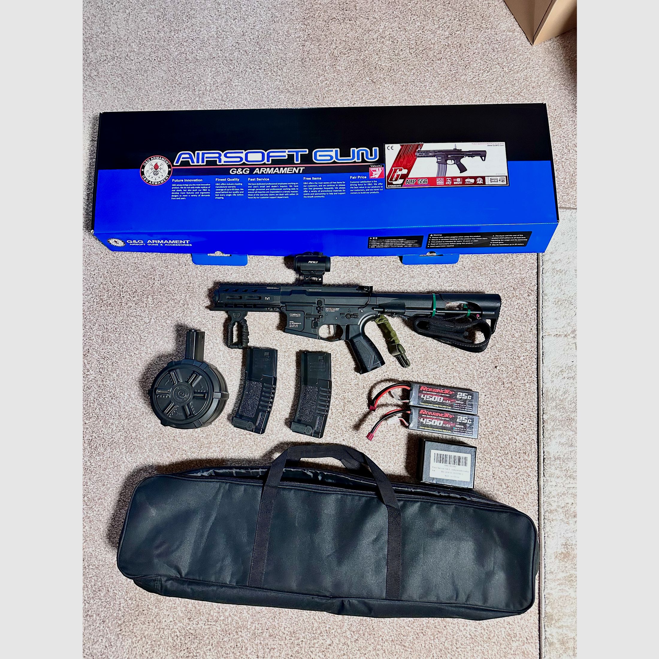 Softair G&G ARP 556 Airsoft avec tambour jusqu'à 0,5 joule