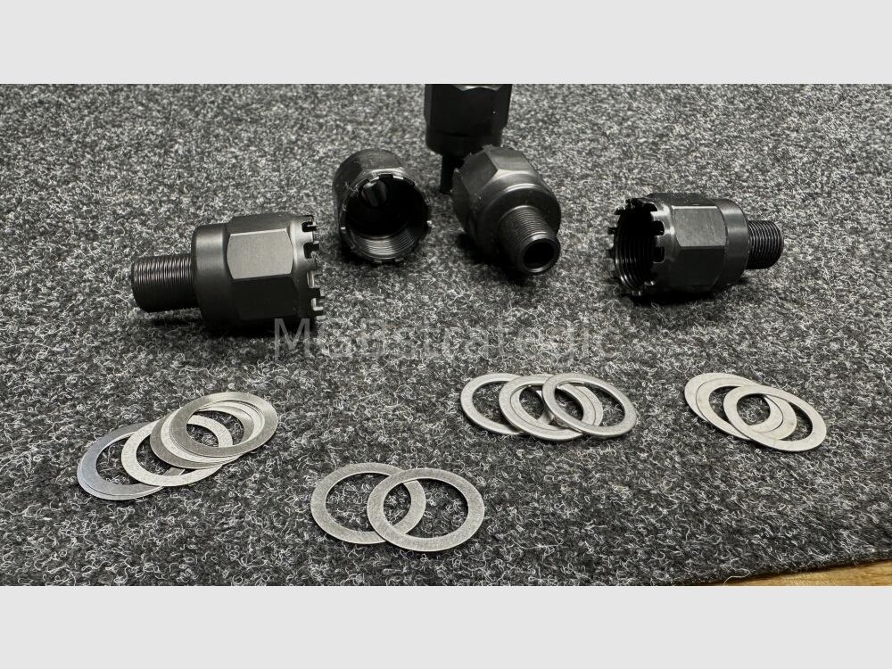 Gewindeadapter M24x1,5 RH auf M14x1 LH passend für AK74 oder Saiga Gewindeadapter M24x1,5 rechts auf M14x1 links gefertigt aus 42CrMo4 und nitriert auch ggf. passend für Arsenal Saiga MK AK74 AK74M AK100 Serie