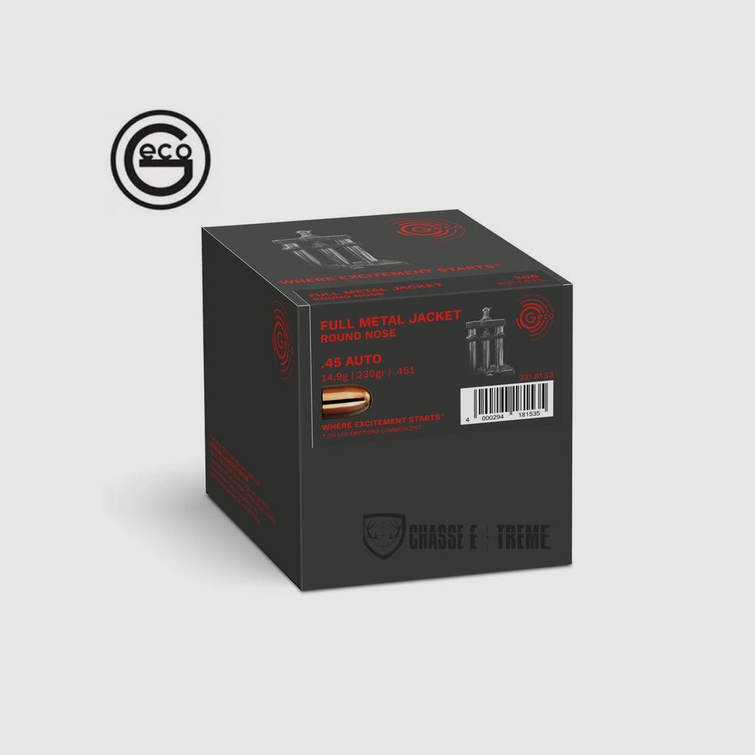Balas GECO cal. 45 ACP 230gr FMJ (x200), imagen 2 de 2