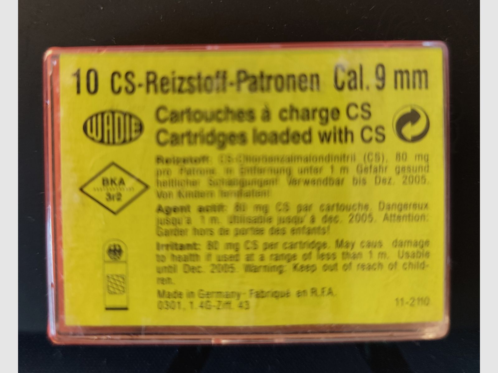 WADIE Reizstof Patronen 10 stuks per verpakking Cal. 9mm RK