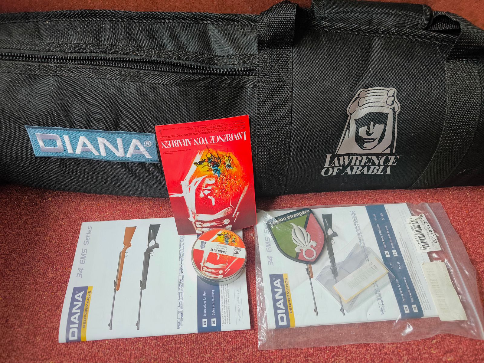 Diana 34EMS - edycje specjalne - w OD Green - Legia Cudzoziemska & w kolorze piaskowym Lawrence of Arabia kaliber 4,5mm, w doskonałym stanie, tylko bardzo mało strzelane, sprzedawane razem!! Stan jak nowy!!