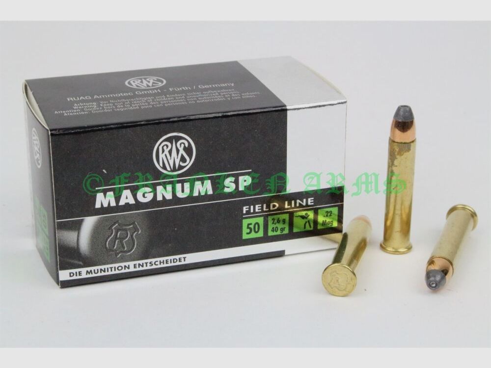 RWS .22 Mag. SP 40gr. 2.6g 50 pieces quantity discounts