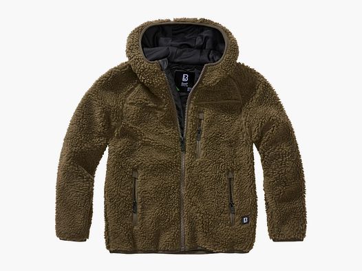 Brandit Kinderjacke Kids Teddyfleece Jacke Hooded - Oliv / 122/128