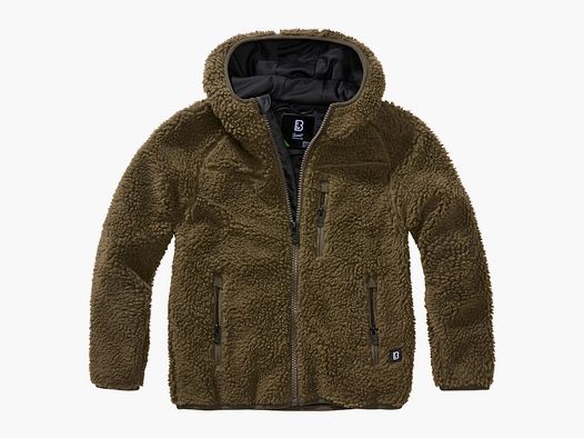 Brandit Kids Jacket Kids Teddyfleece Jacket Hooded - Olive / 122/128