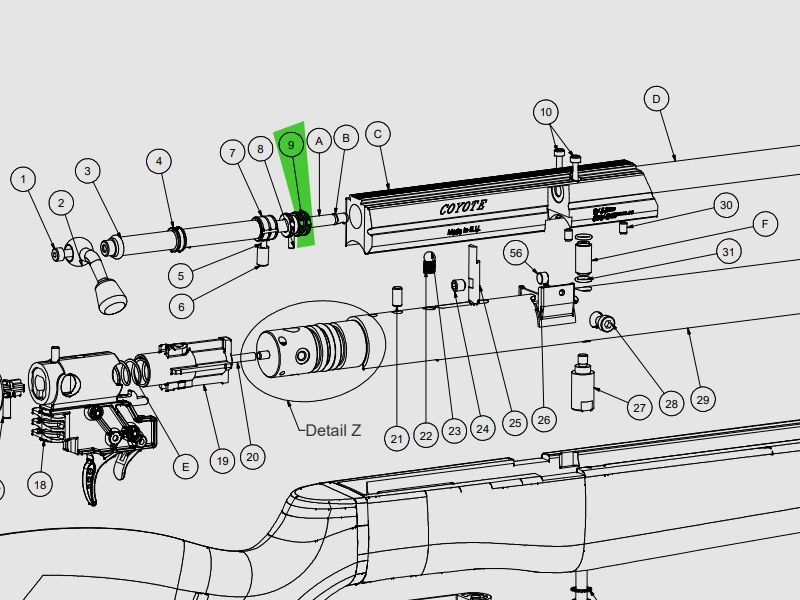 FĂĽllstĂĽck fĂĽr Ladedorn fĂĽr Pressluftgewehr Gamo Coyote, Ersatzteil