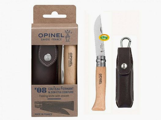 OPINEL Knife No. 8 Outdoor with Leather Sheath