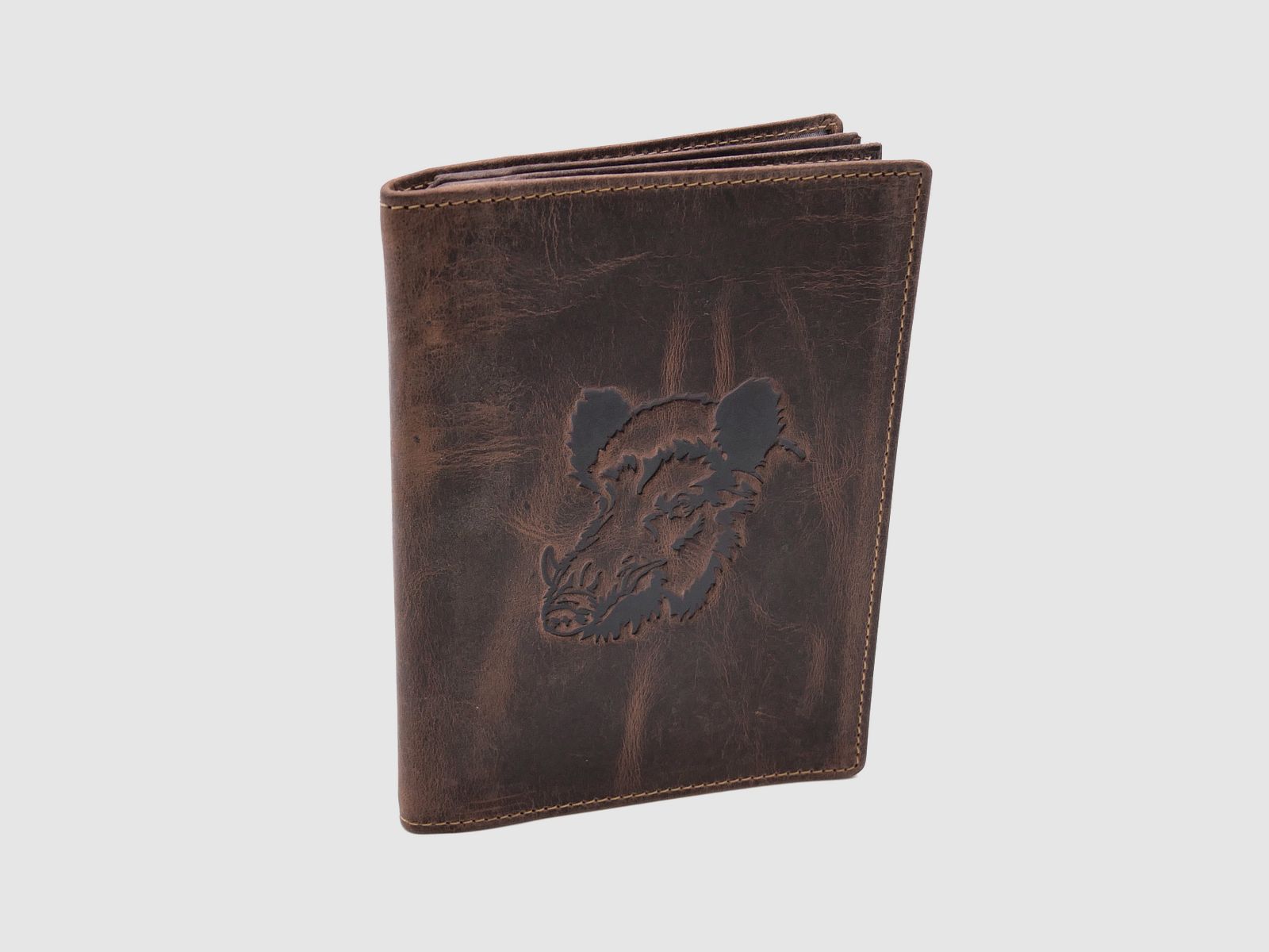 Greenburry Leder Jagdscheinmappe Ausweismappe Etui Keiler braun 328B-wildboar-25