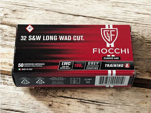 Cartuchos de revólver Fiocchi .32 S&W WC 100 grs