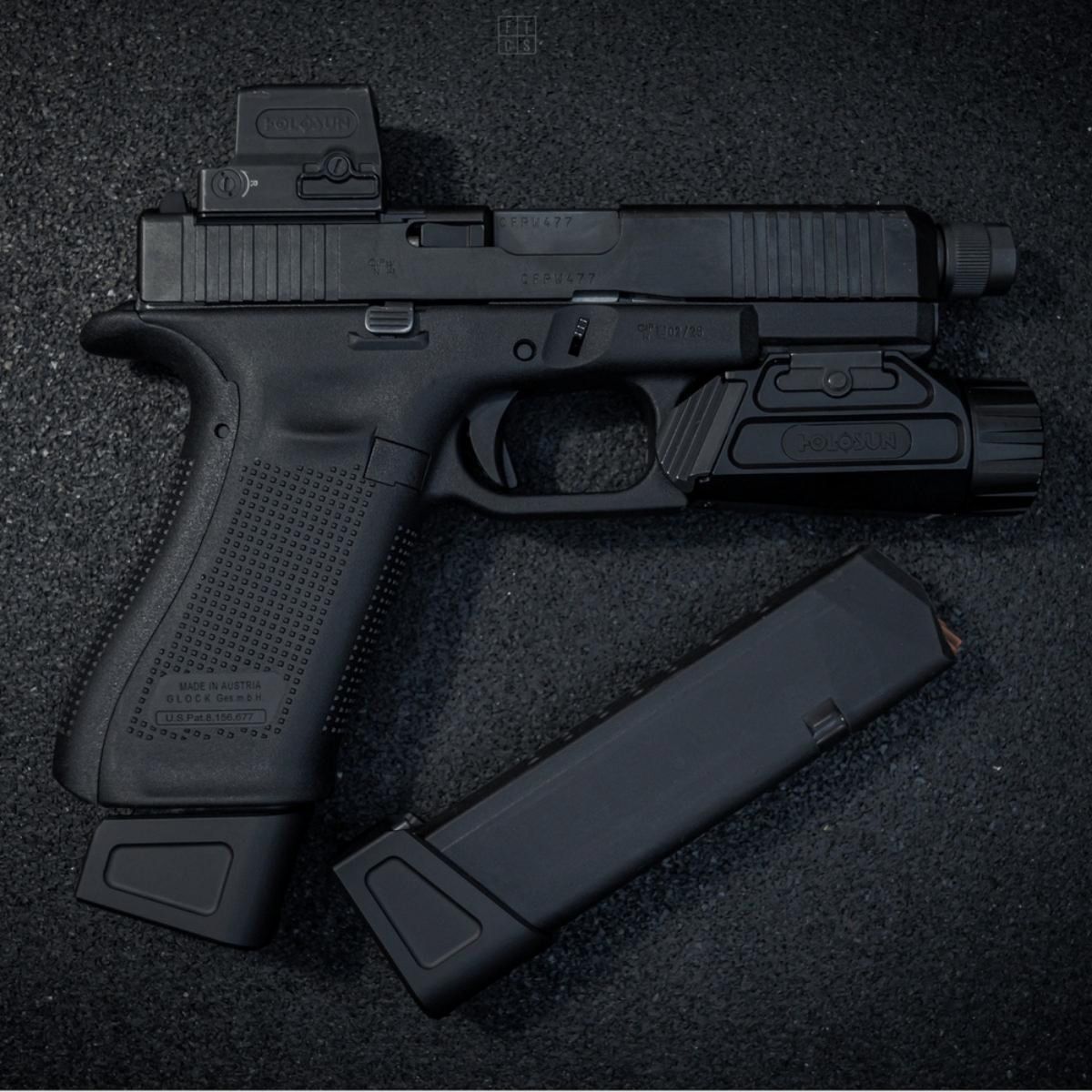 FTCS – Vergrote magazijnbodem voor Glock 19-pistolen – +3 – Zwart – Nr. 37, afbeelding 6 van 6